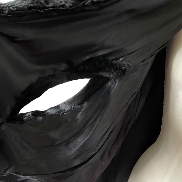 Vintage Black Genuine Sheared Fur Cape Capelet Lined Real Shawl Jacket Wrap - Picture 6 of 6